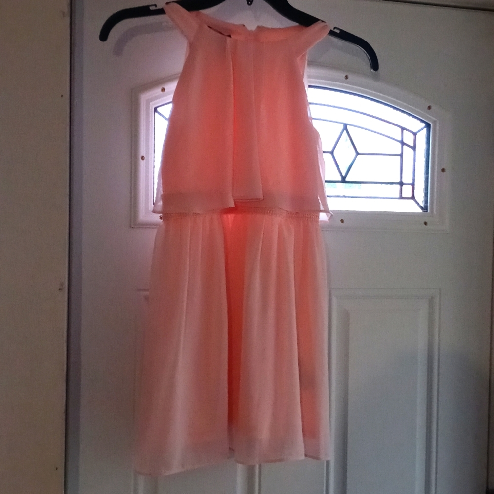 Ingirl pink sleeves dress with sheer covering girls size 12